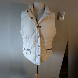 Women's Eddie Bauer Premium Quality Goose Down White Puffer‎ Vest Sz XL